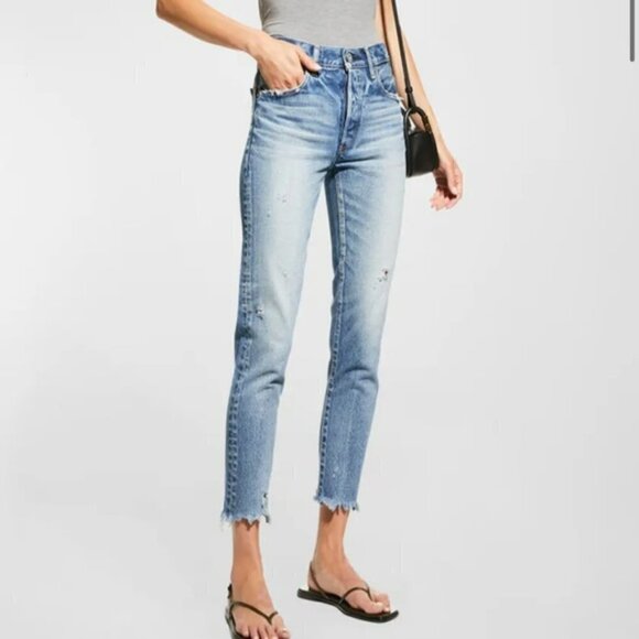 Moussy Merry Distressed Tapered Jeans - Picture 1 of 11
